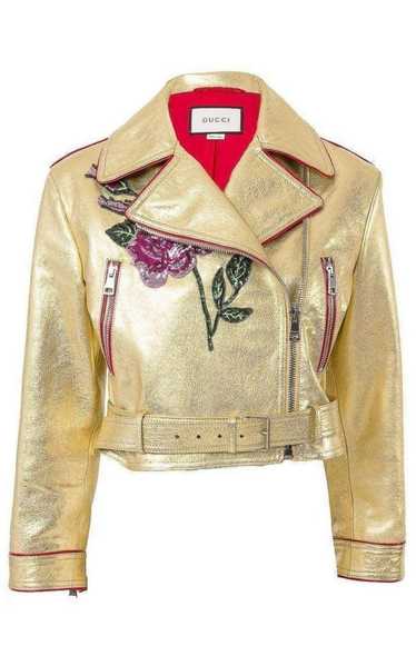 GUCCI Gold Leather Short Biker Jacket