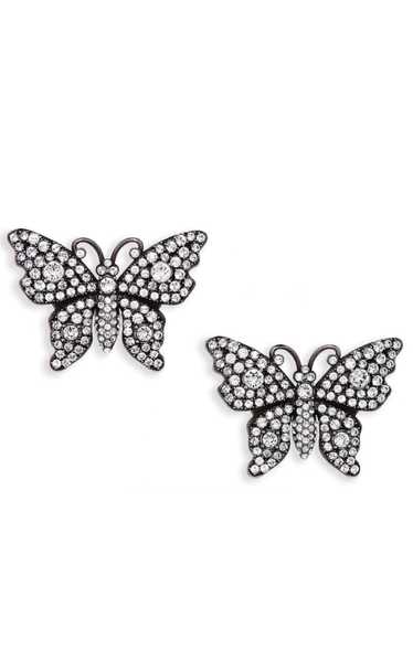 GUCCI Crystal Embellished Butterfly Earrings