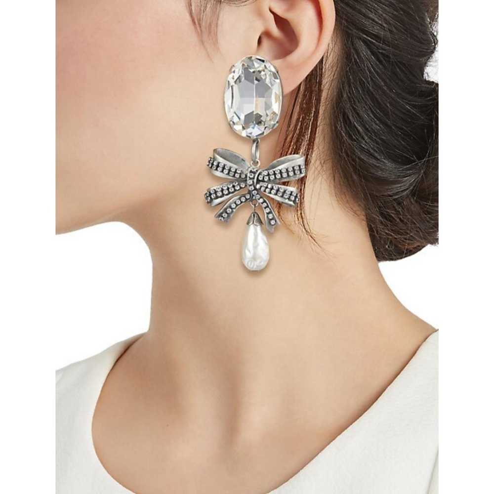 Alessandra Rich Crystal Bow Pearl Drop Earring - image 2