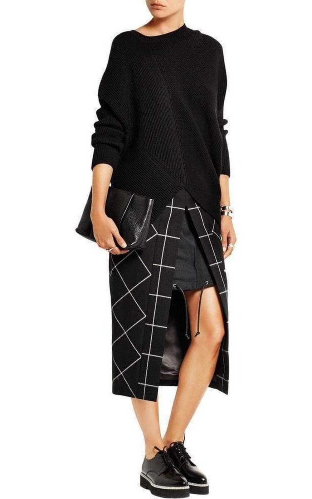 sacai Cotton Twill-Paneled Checked Wool Skirt - image 2