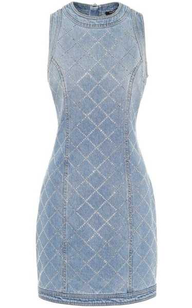 Balmain Embellished Denim Mini Dress