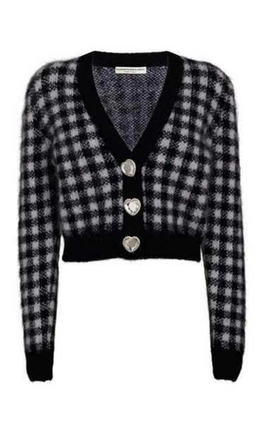 Alessandra Rich Embellished Check Mohair Cardigan