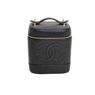 Chanel Vanity Cosmetic Case Black Caviar Leather B