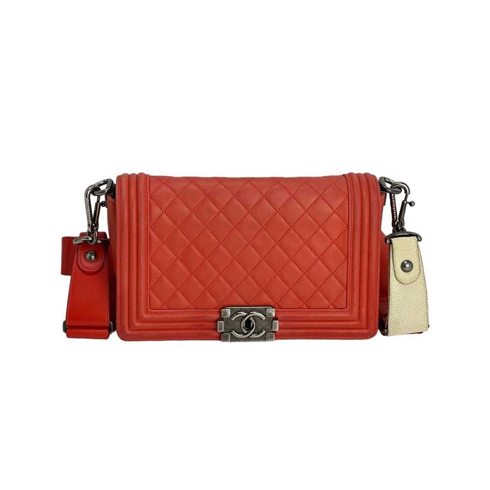 CHANEL Lambskin Quilted Medium Boy Red Flap Bag - image 1