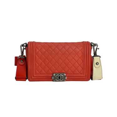 CHANEL Lambskin Quilted Medium Boy Red Flap Bag - image 1