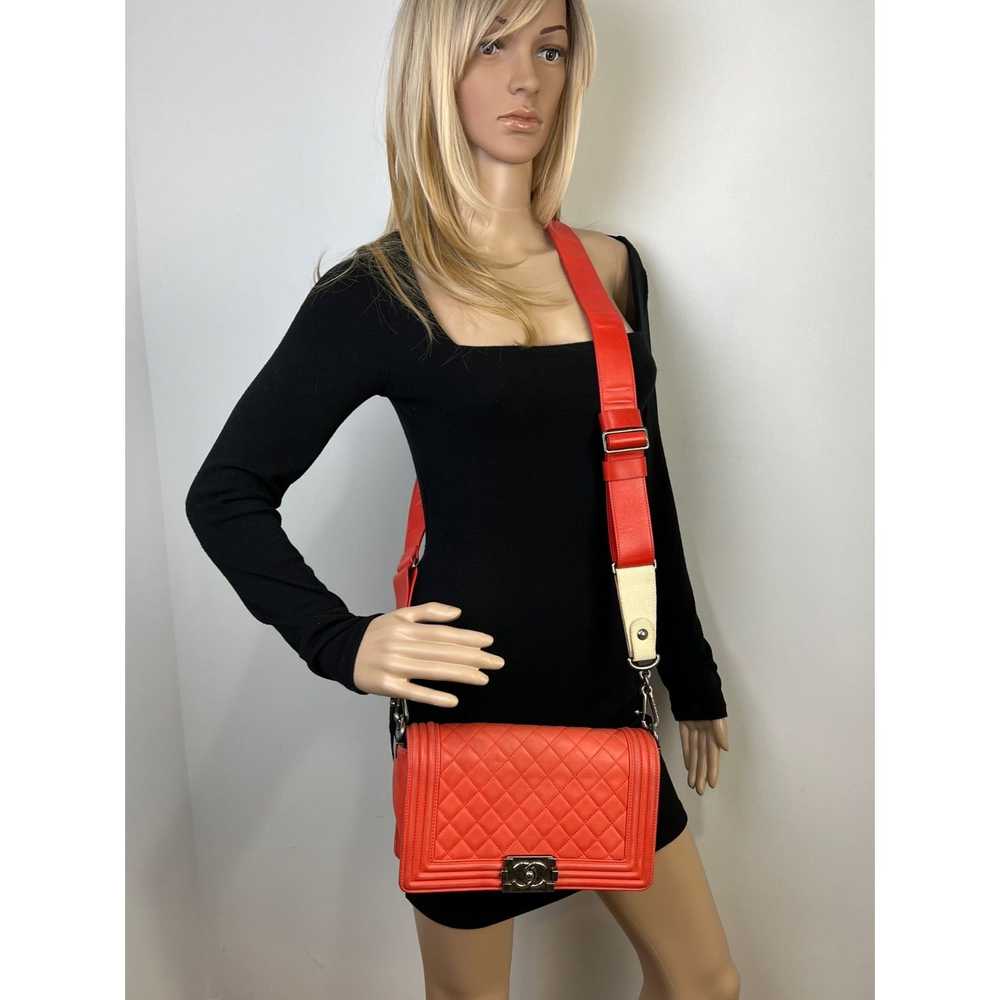 CHANEL Lambskin Quilted Medium Boy Red Flap Bag - image 7
