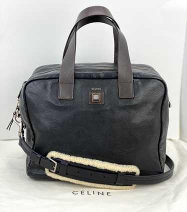 Celine Black Leather Handle Bag Vintage Briefcase 