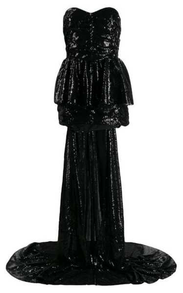THE ATTICO Black Sequinned Gown With Cape