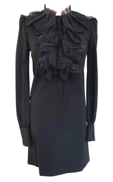 GUCCI Black Ruffle Lace Mini Dress - image 1