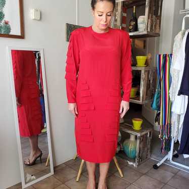 Red Silk Dress - image 1