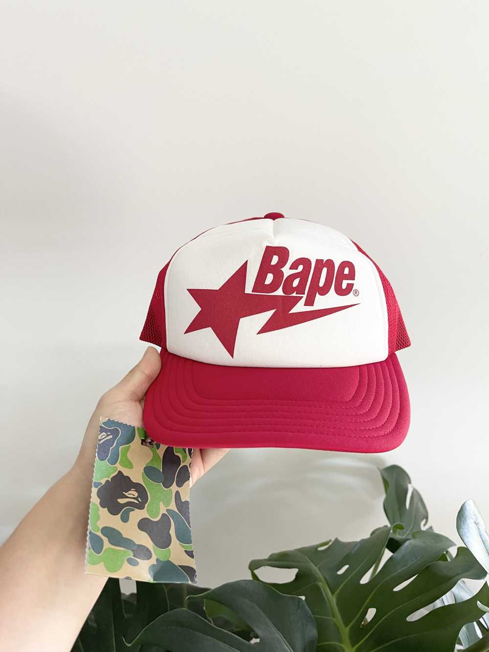 A BATHING APE® BAPE Red Bapesta Trucker Hat - image 1