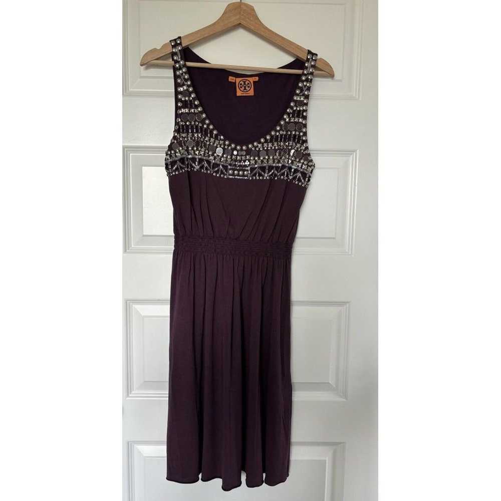 Tory Burch Bornite Embellished Dress Size XS Purp… - image 2