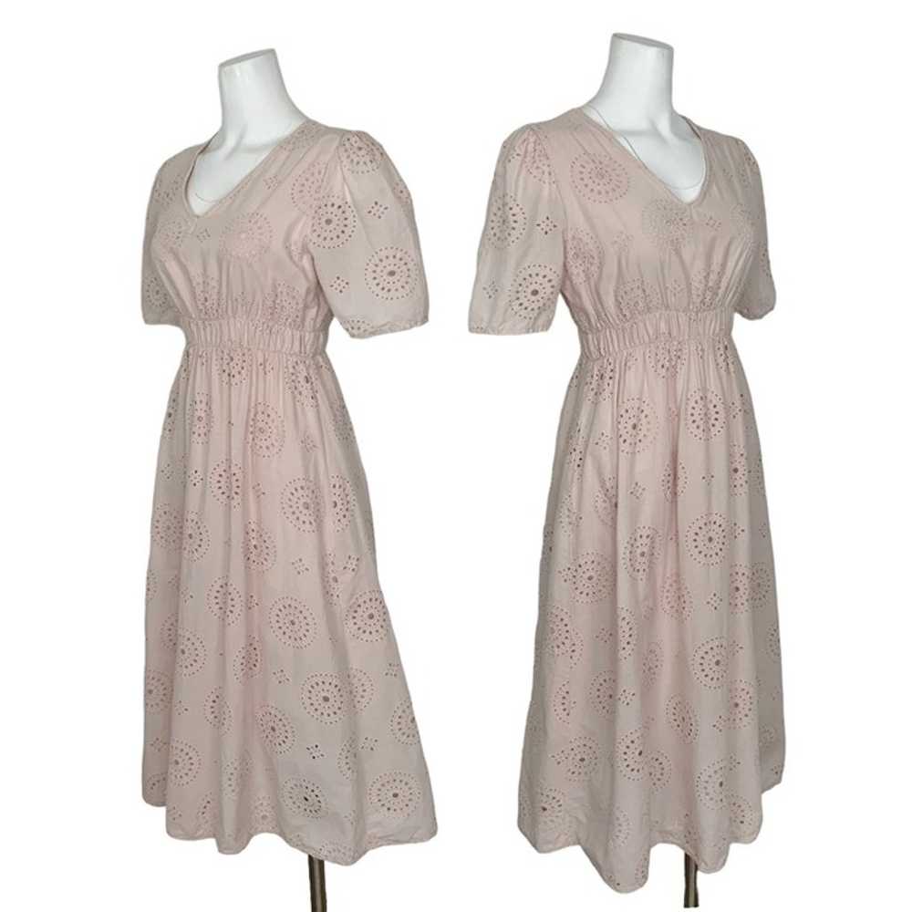Valentina Naldi Eyelet Cotton Dress L Pale Pink S… - image 2