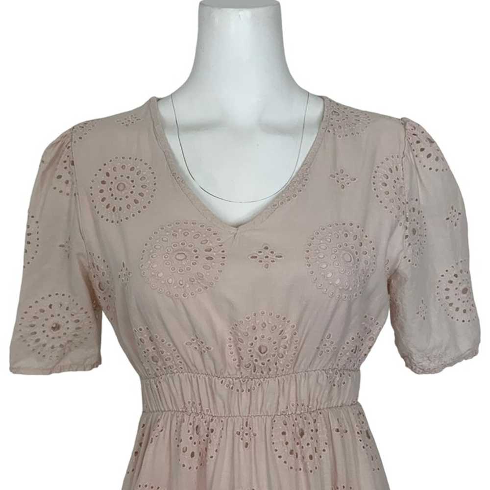 Valentina Naldi Eyelet Cotton Dress L Pale Pink S… - image 4