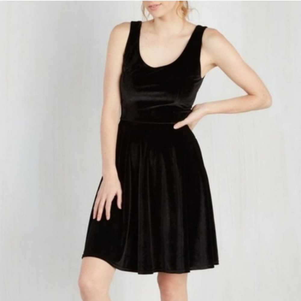 Fervour Modcloth Black Stretch Velvet Dress - image 1