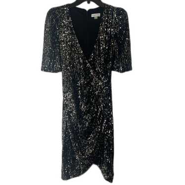 Calvin Klein Black Sequined Cocktail Formal Faux W