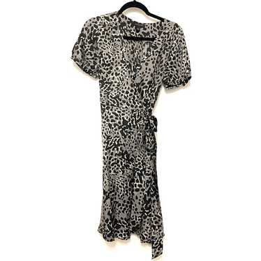 Silk Blend Leopard Print Wrap Dress - Banana Repub