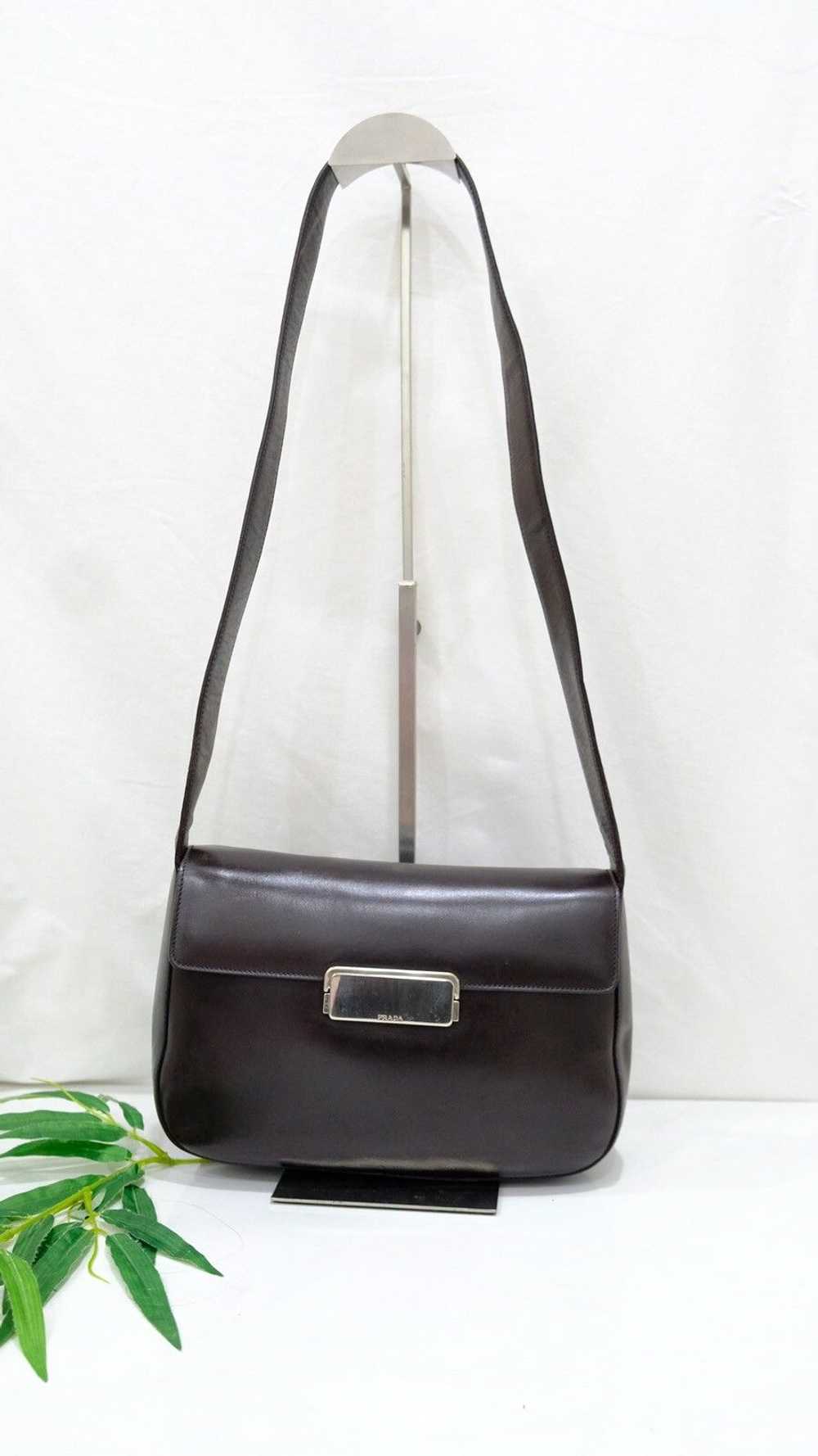 Authentic vintage prada brown leather shoulder bag - image 2