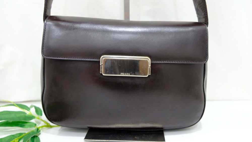 Authentic vintage prada brown leather shoulder bag - image 3