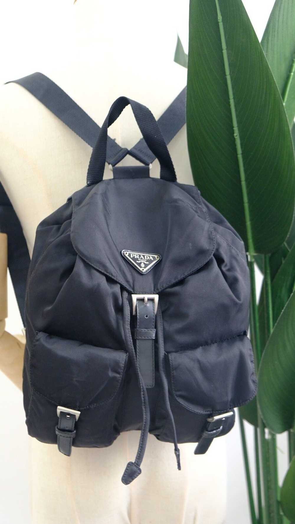 Authentic prada backpack black nylone double pock… - image 1