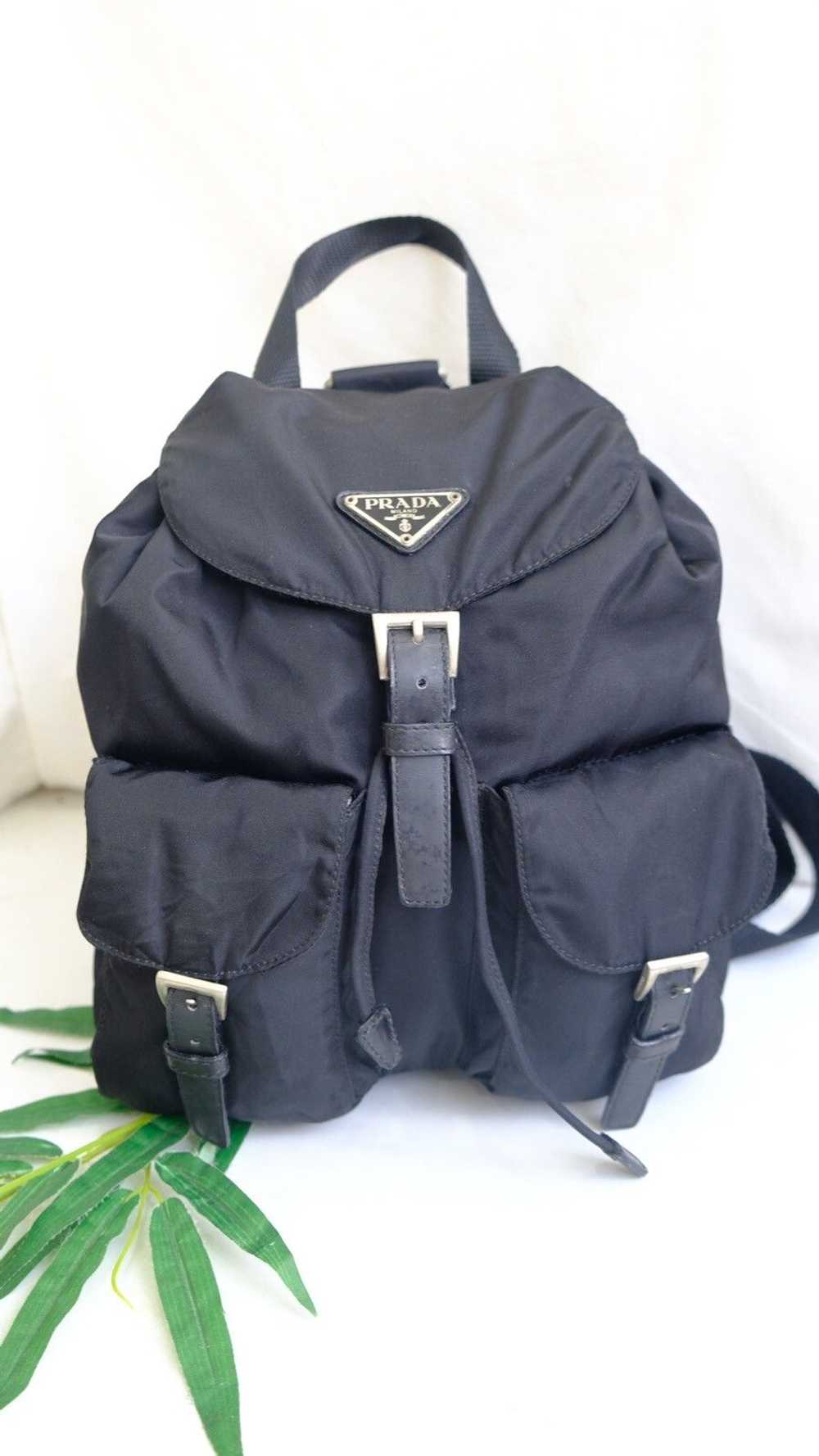 Authentic prada backpack black nylone double pock… - image 2