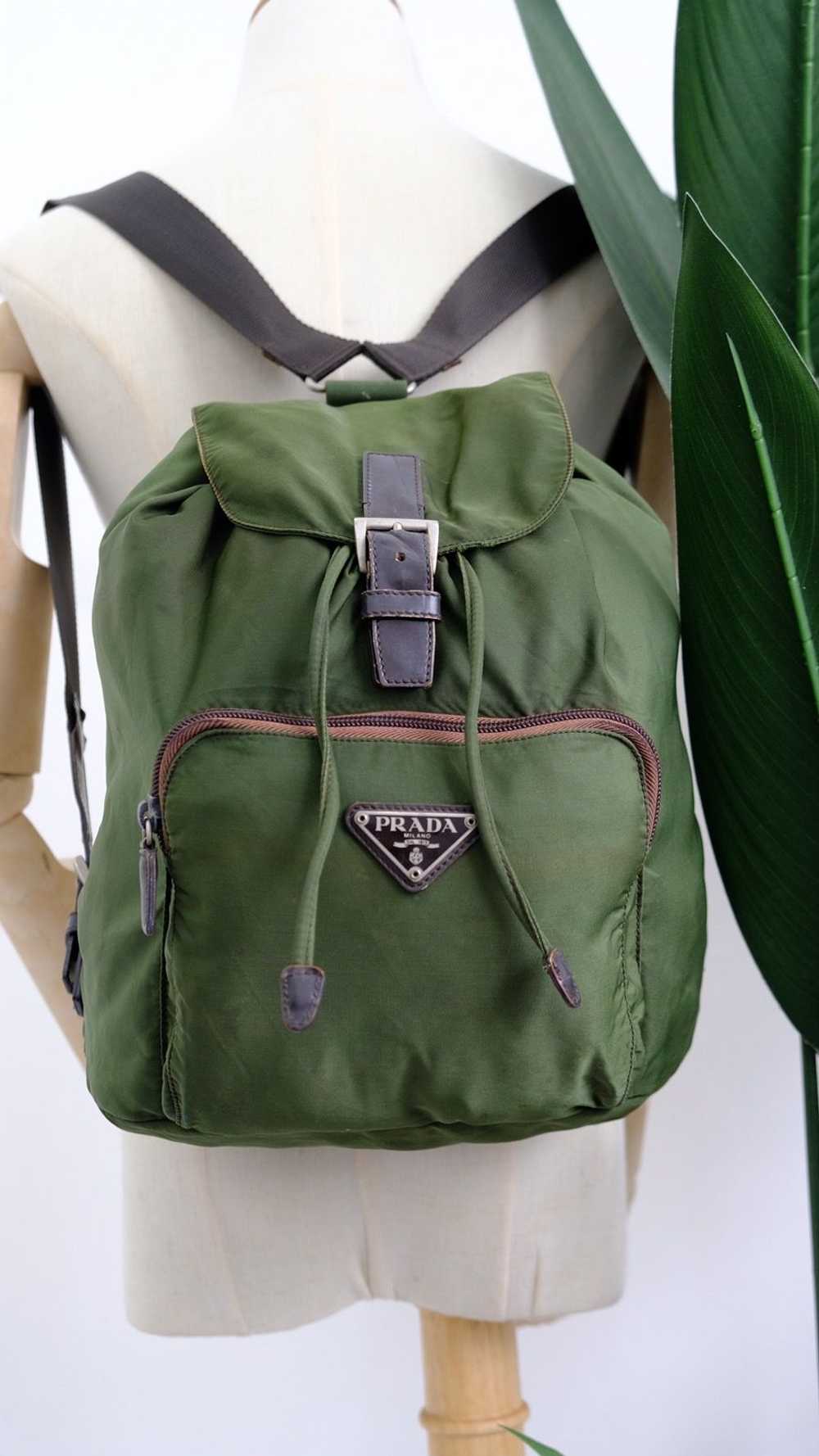 Authentic vintage Prada green army nylon backpack - image 1