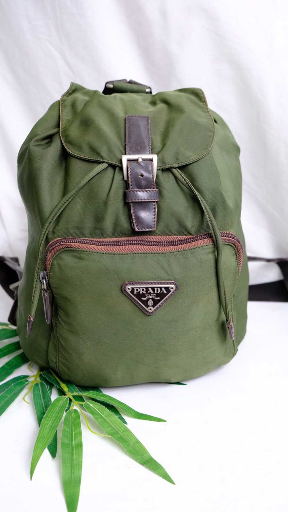 Authentic vintage Prada green army nylon backpack - image 2