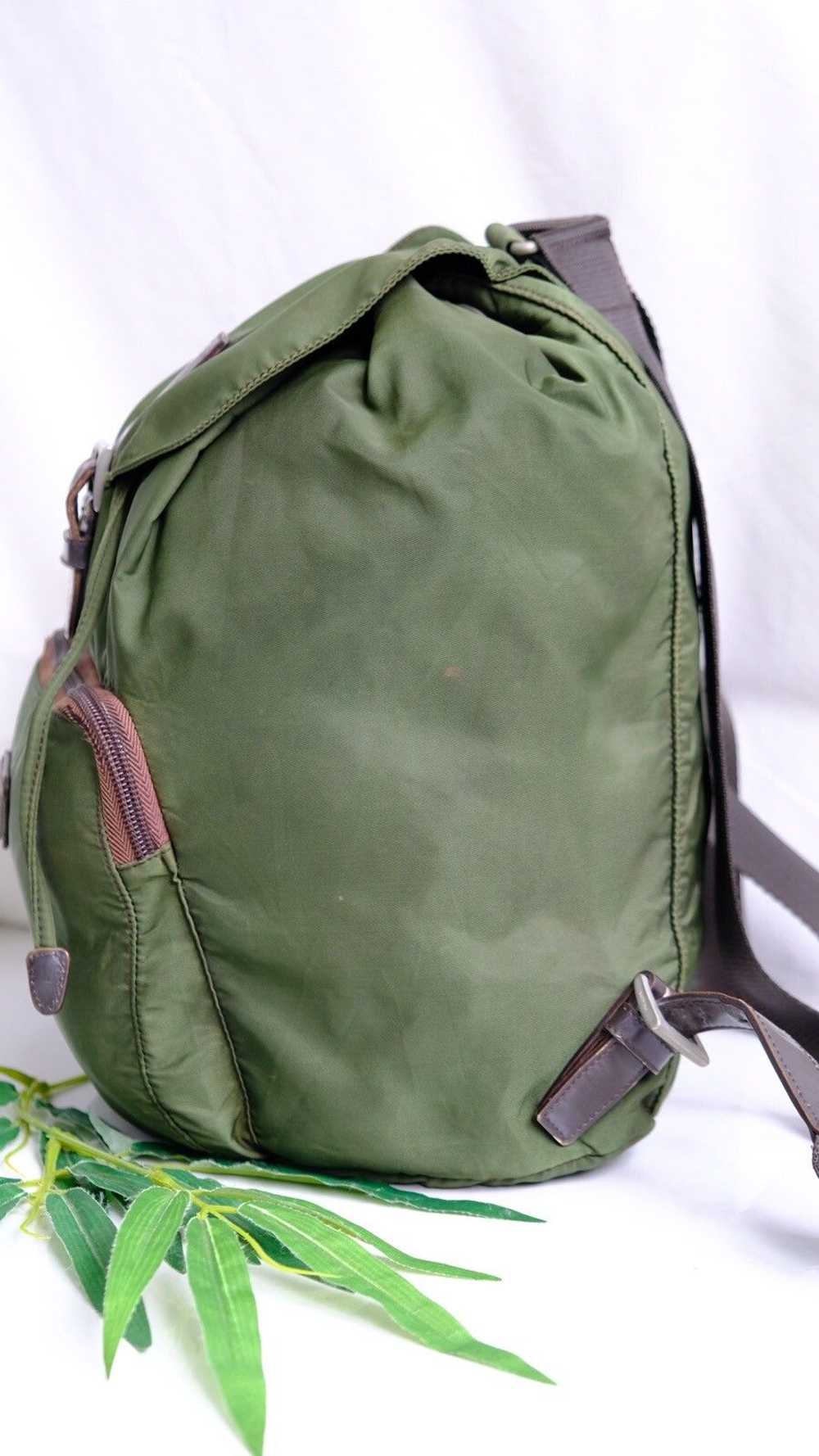 Authentic vintage Prada green army nylon backpack - image 6