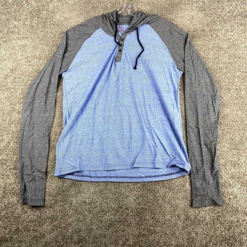 Henleys FQ Pullover Henley Hoodie Men's 2XL Blue … - image 1