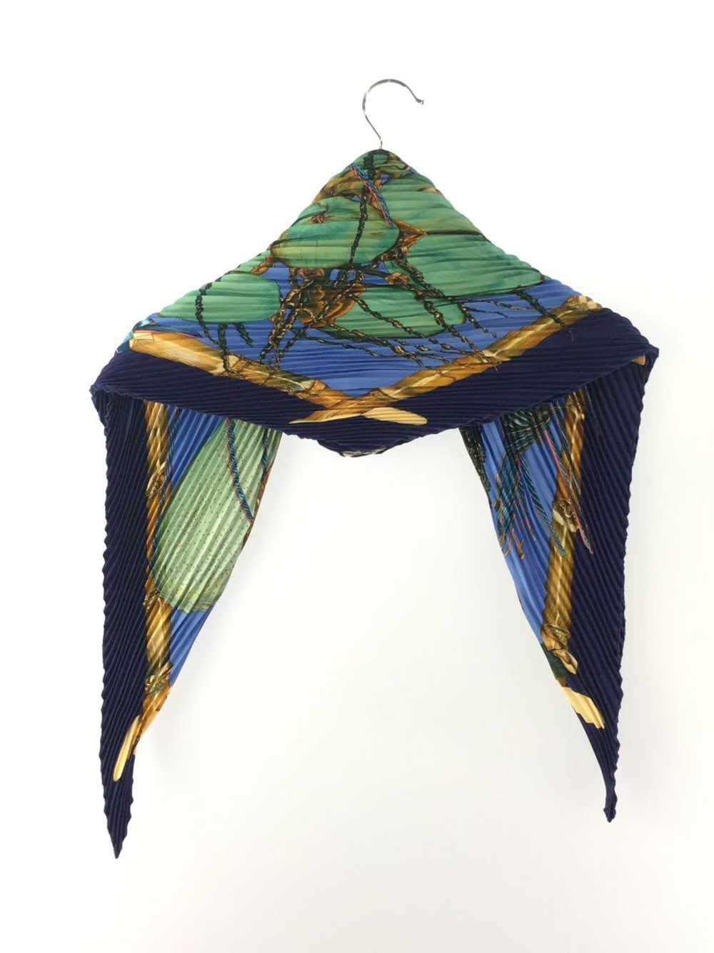 Used Hermes Pleated Scarf/V.Dawlat/Silk/Blu/Ladie… - image 2