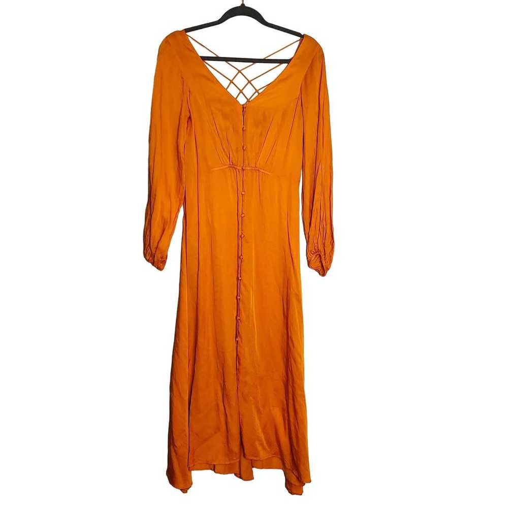 Free People Later Days Midi Dress Tangerine Size 2 - image 2