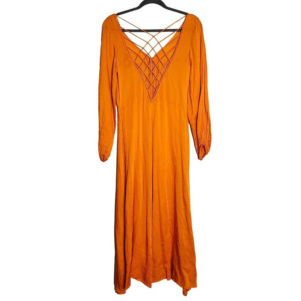 Free People Later Days Midi Dress Tangerine Size 2 - image 3