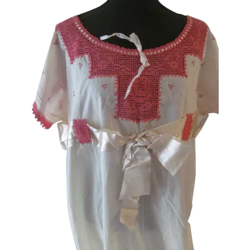 Never Worn~Edwardian 1900’s Cotton Night Gown~Pin… - image 1