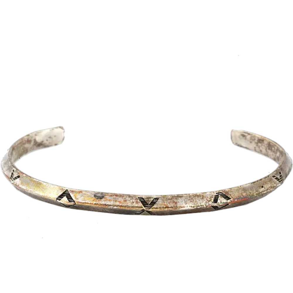 Sterling Silver Native American Navajo Bangle - image 1