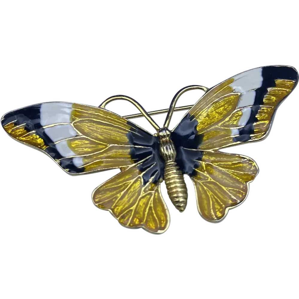 Gorgeous Large Enameled Butterfly Brooch in Bold … - image 1