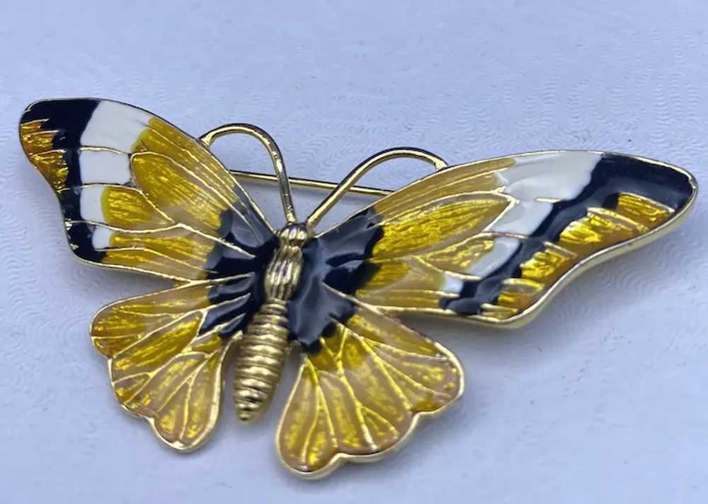 Gorgeous Large Enameled Butterfly Brooch in Bold … - image 2