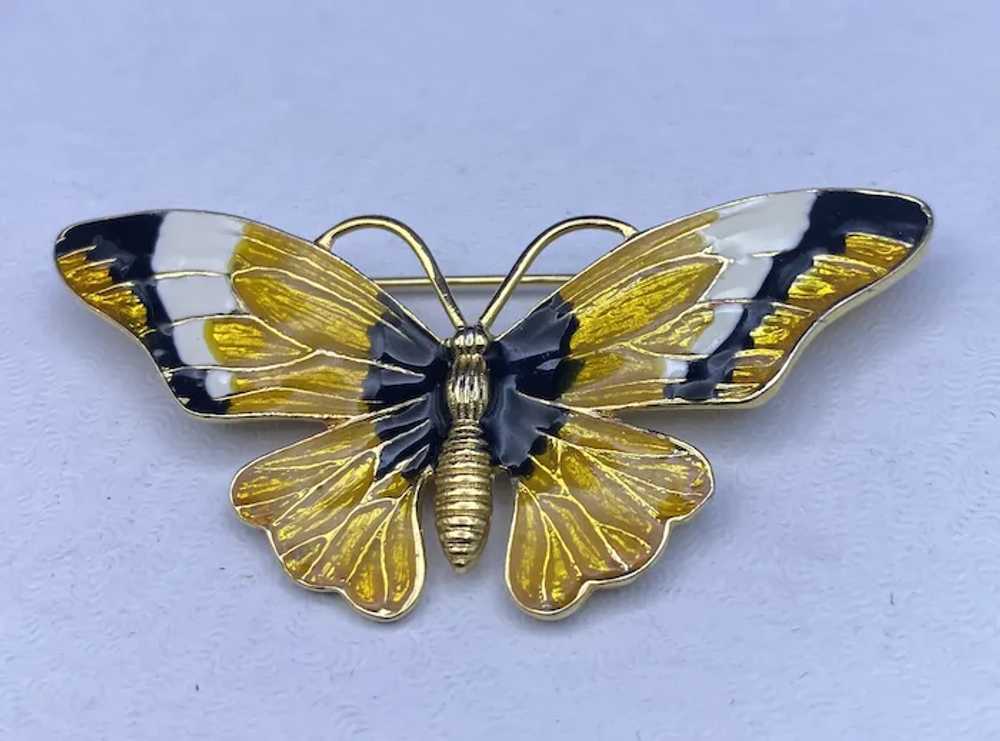 Gorgeous Large Enameled Butterfly Brooch in Bold … - image 4