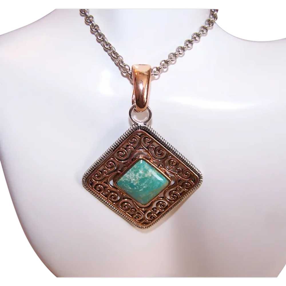Barse Sterling Silver Rose Gold Vermeil Turquoise… - image 1