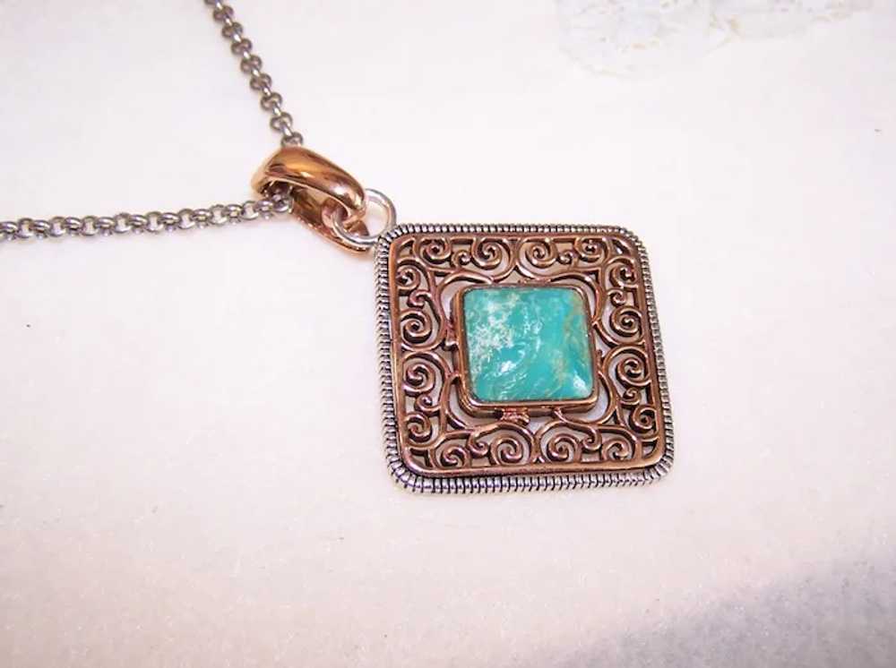 Barse Sterling Silver Rose Gold Vermeil Turquoise… - image 2
