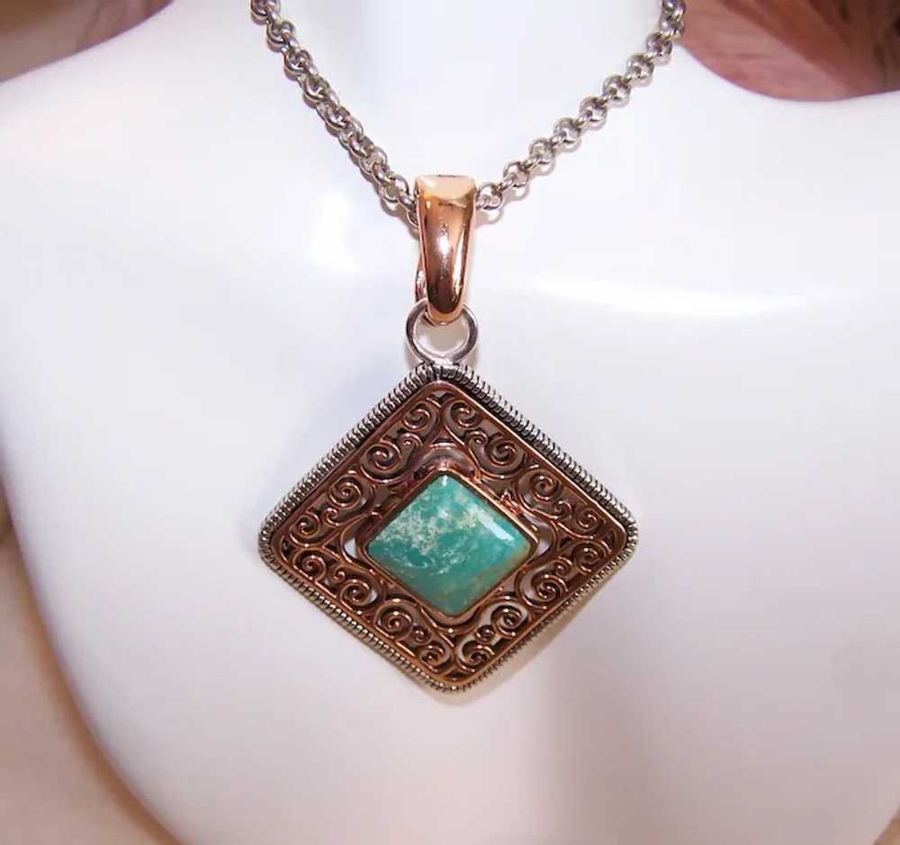 Barse Sterling Silver Rose Gold Vermeil Turquoise… - image 3