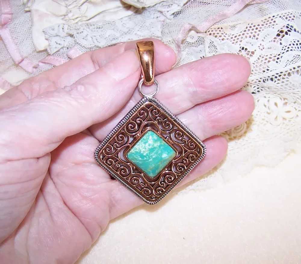 Barse Sterling Silver Rose Gold Vermeil Turquoise… - image 4