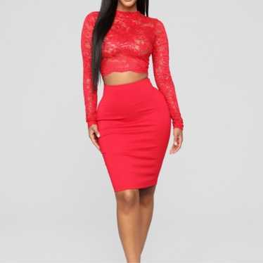 Fashion nova red lace mini dress