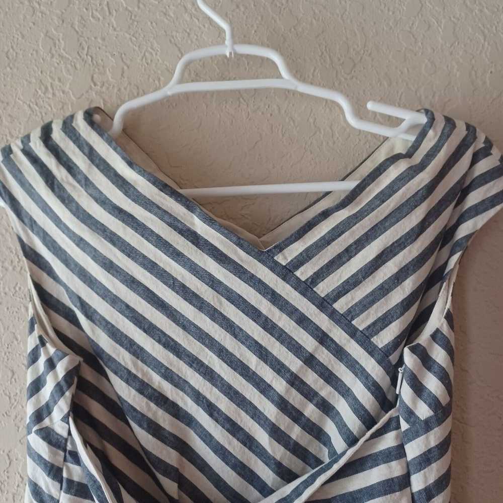 Lafayette 148 Women Dress M Striped Linen Fit & F… - image 5