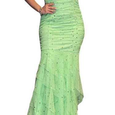 Hailey Logan Mermaid decorated green prom dress