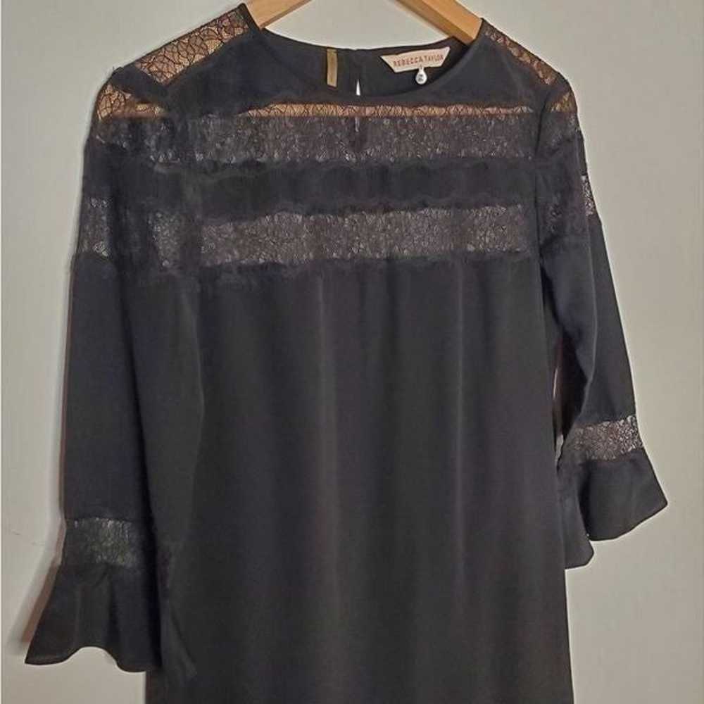 Rebecca Taylor Black 100% Silk Flared Long Sleeve… - image 2