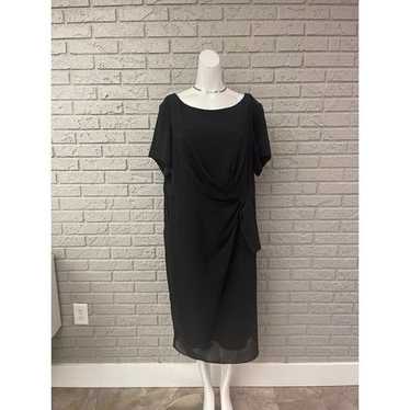 Le Bos Black Drape Front Short Sleeve Dress Size 2