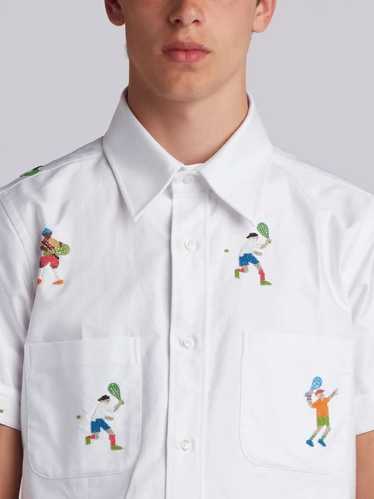 Thom Browne Beaded Cuban Shirt Tennis Embroidery