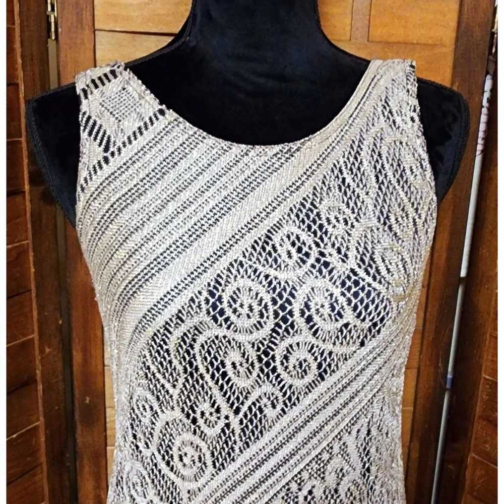 Harlow Vintage Size 12 Knit Crochet Fringed Lace … - image 2