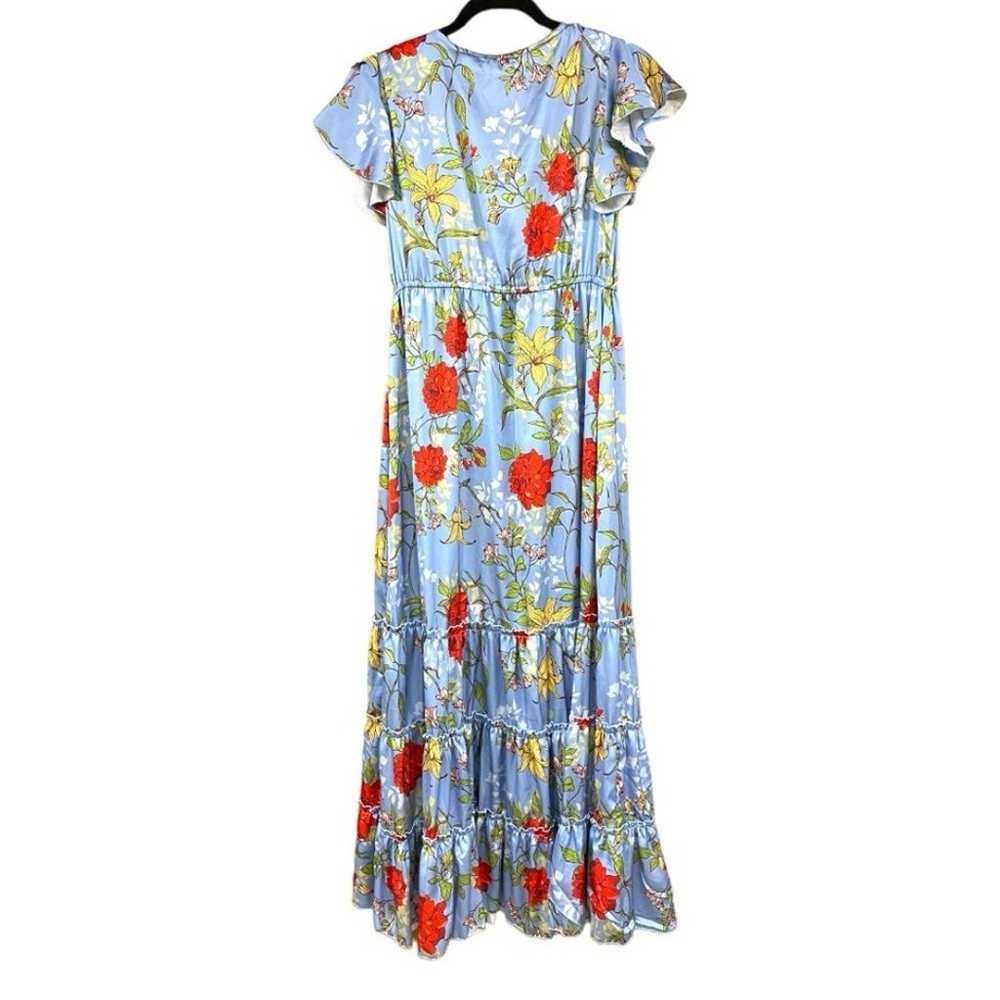 Julie Miles Silk Blend Maxi Dress in Blue Floral … - image 10