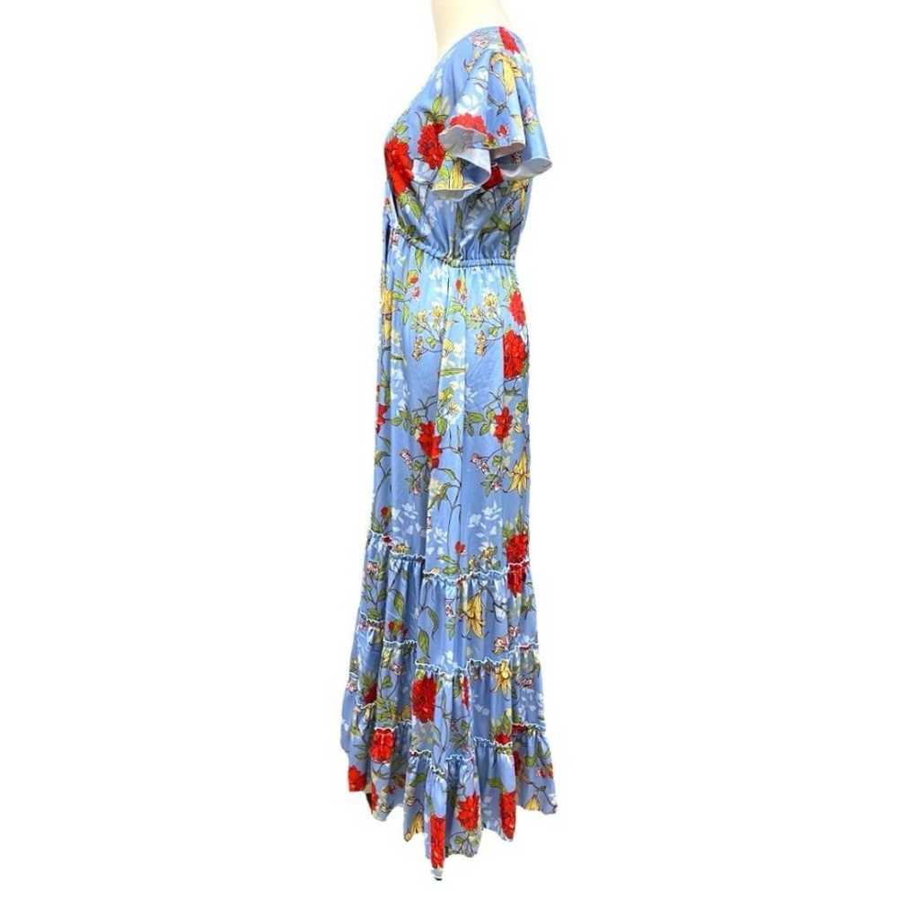 Julie Miles Silk Blend Maxi Dress in Blue Floral … - image 2